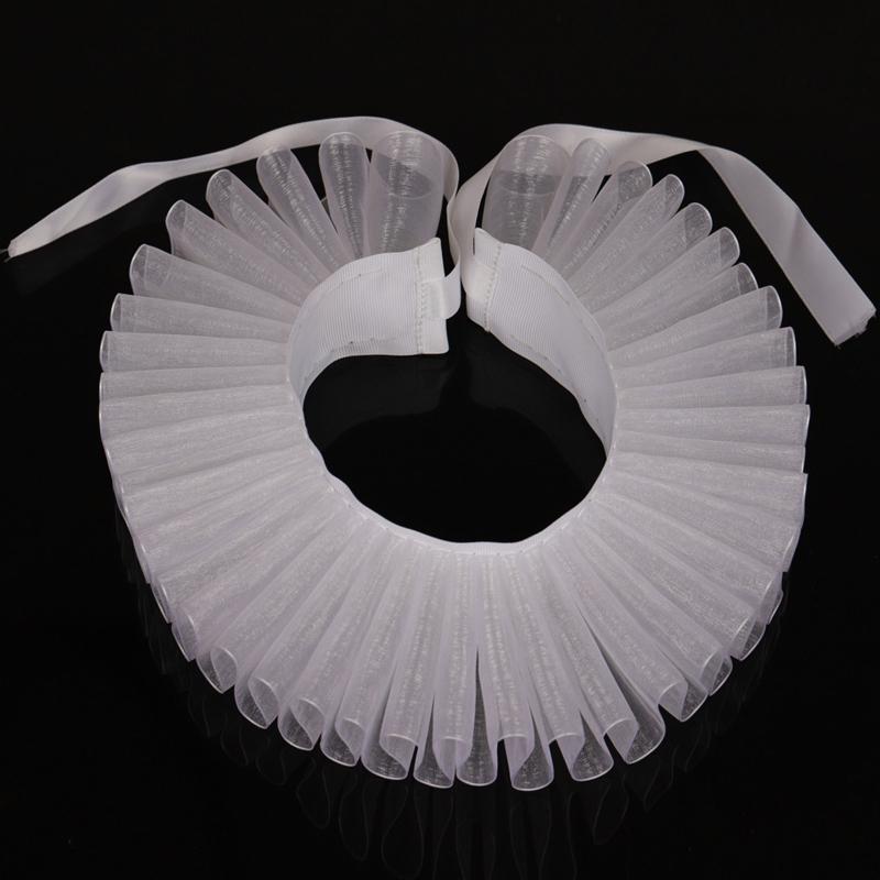 Elizabethan Ruffle Collar White Clown Collar Renaissance Victorian Neck Ruff Halloween for Women Girls