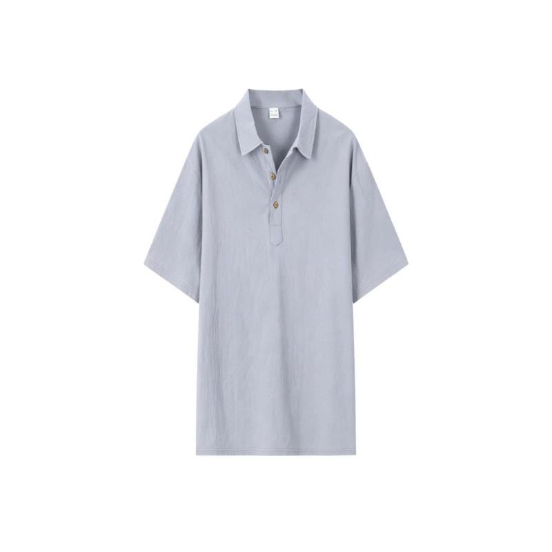Mens Loose Fit Casual Short Sleeve Turn Down Collar Polo Shirt