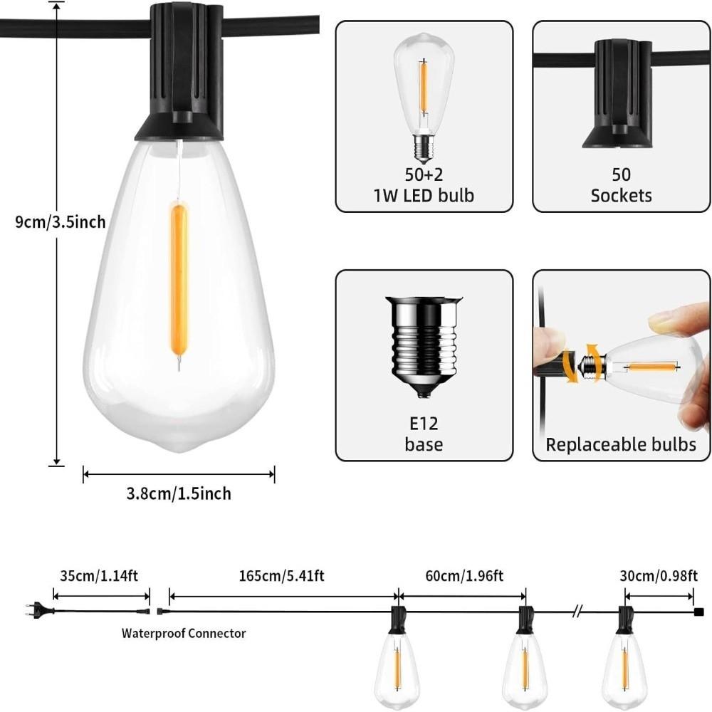 Waterproof Outdoor String Light 10/20 Bulbs LED Bulbs Lights Garland Light Fairy Lights  Wedding