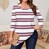 Women's Print Plus Size Tops Hollow V Neck 3/4 Sleeve Shirt Elegant Casual Tops
