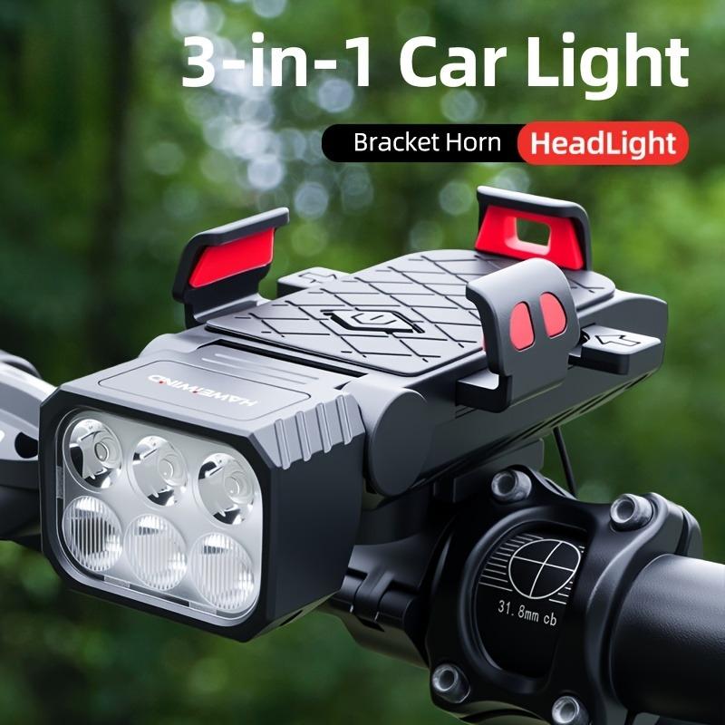 4-i-1 LED Cykellampa Framljus med Signalhorn Telefonhållare Ringklocka Powerbank MTB Cykel Ficklampa USB Laddningsbar Cykeltillbehör