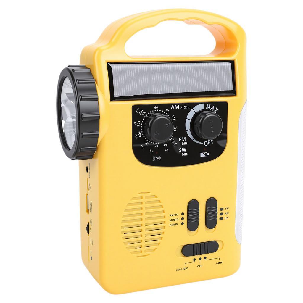 Hand Crank Emergency Radio with AM FM Radio Portable Solar Hand Crank Power Bank Built in Speaker Retractable Antenna