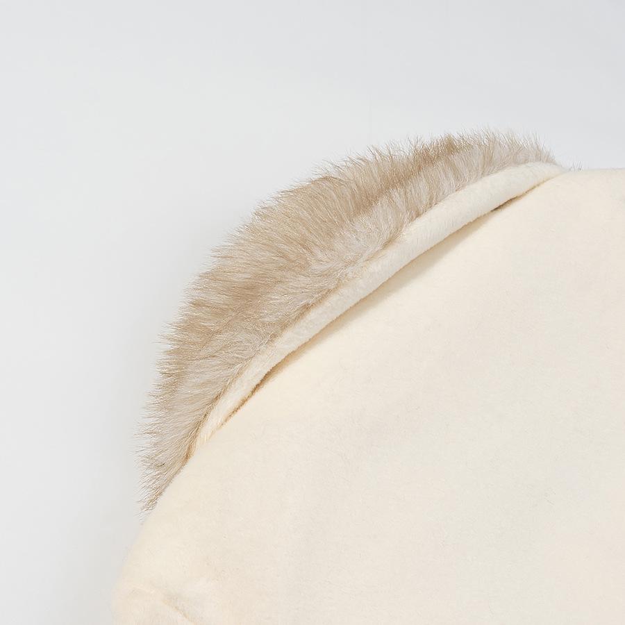 Women's Commuting Long Woolen Overcoat with Large Fur Collar and Belt