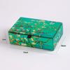Elegant Glass Jewelry Box Women Hand-Painted Cartoon Design Green Storage Organizer With Hard Cover