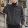 Men's Korean Style Retro Corduroy Lapel Jacket - Autumn/Winter Velvet-Enhanced Trendy Coat