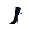 2025 Autumn and Winter New European and American Suede Belt Buckle Pointed Head Thin Heel High Heel Temperament French Fashion Sexy Women's Boots