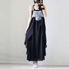Women's Summer Casual Jeans Splicing Chiffon Strap Ruffles Dress