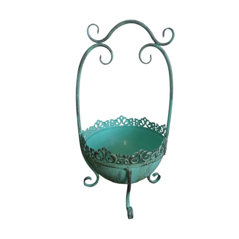 Unique Weathered Metal Flower Pot Container Balcony Vase With Artistic Lace Trim Suitable For Indoor And Outdoor bushes