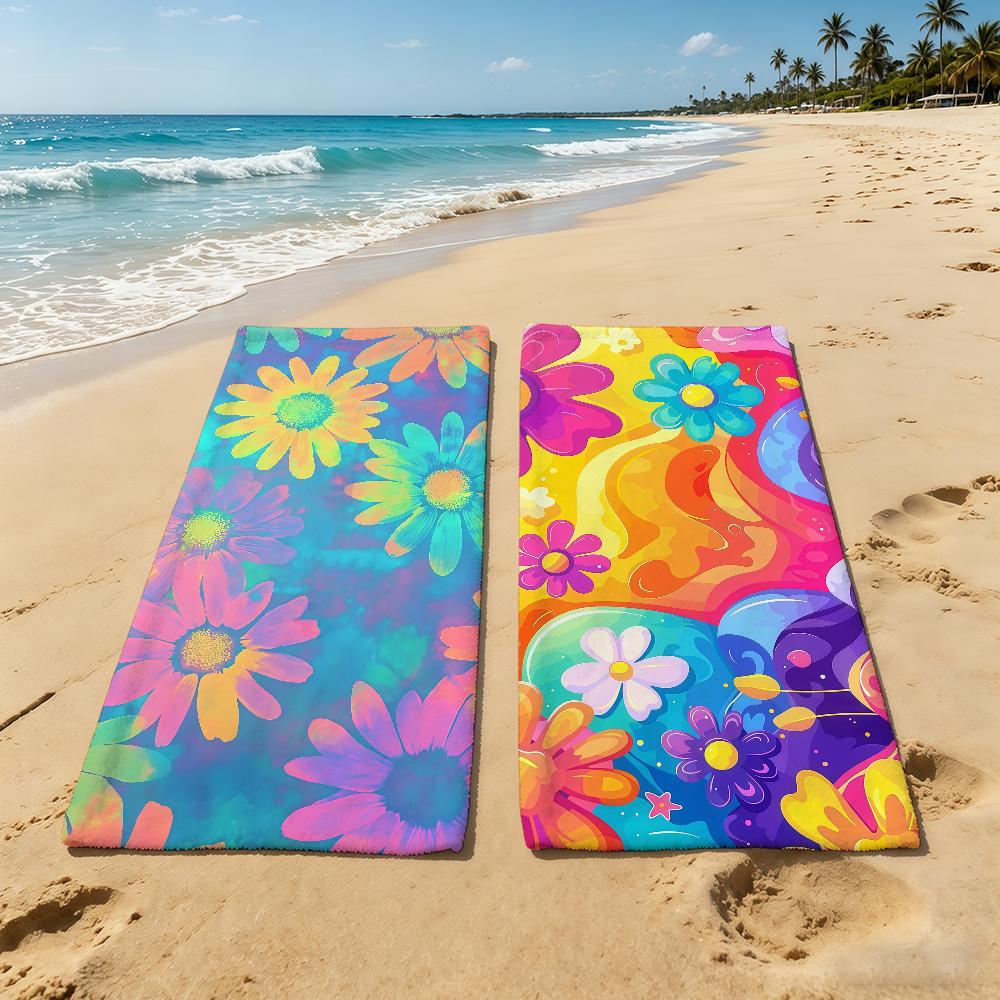 Towel For Outdoor Colorful Camping Beautiful Beach Towel Flowers Super Absorbent Quick-Drying Summer Towel