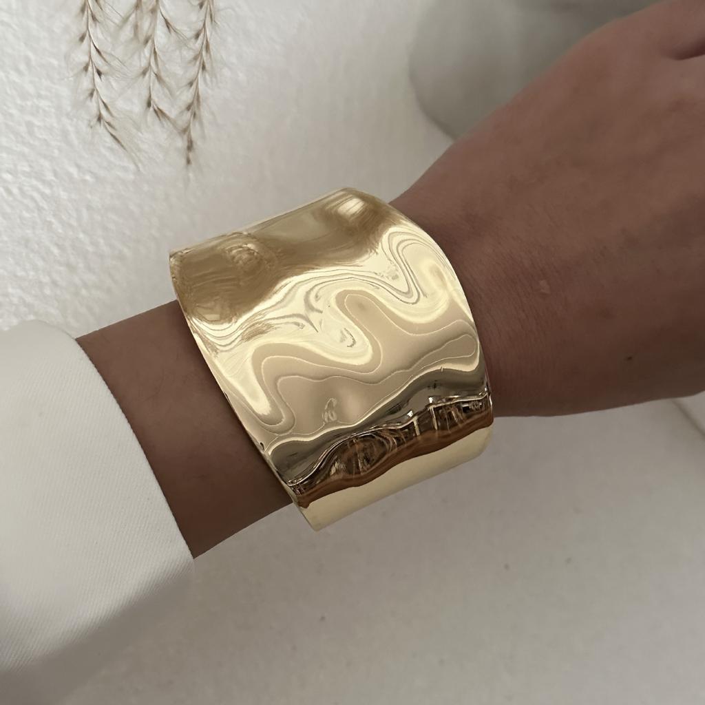 Exaggerated Wide Cuff Bangles Punk Gold Silver Color Geometric Metal Large Bangles for Women Bracelets Men Luxury Jewelry Gift