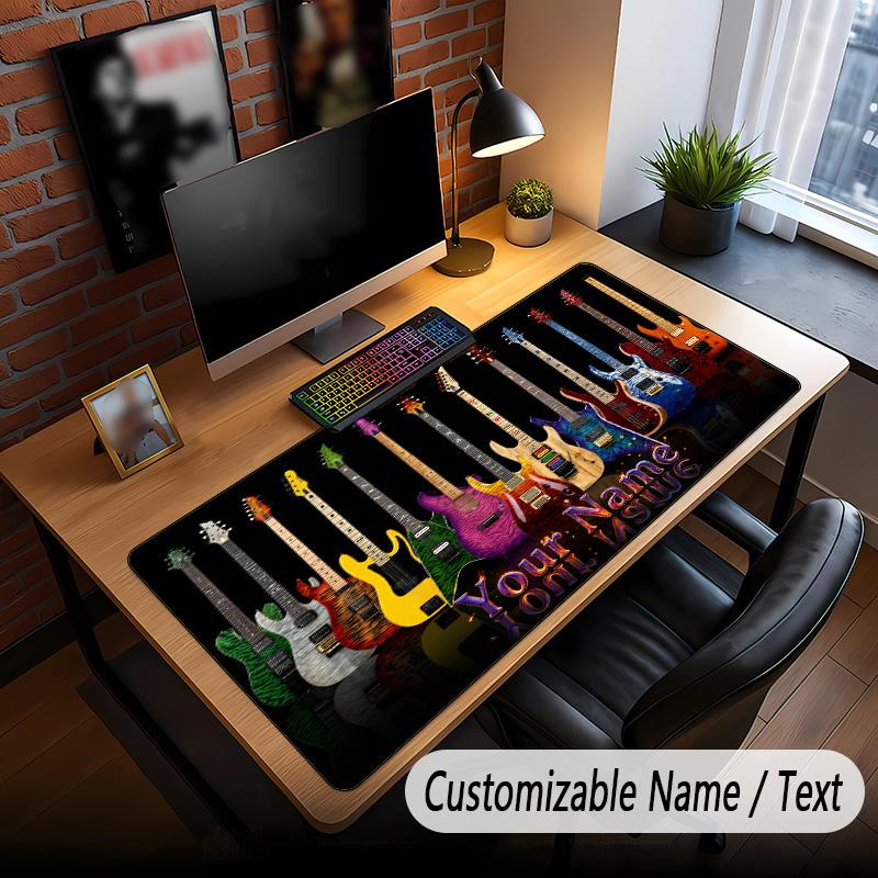 Music Guitar Theme Custom Mouse Pad Personalized With Name Text Customized Desk Mat For Office Home Decor