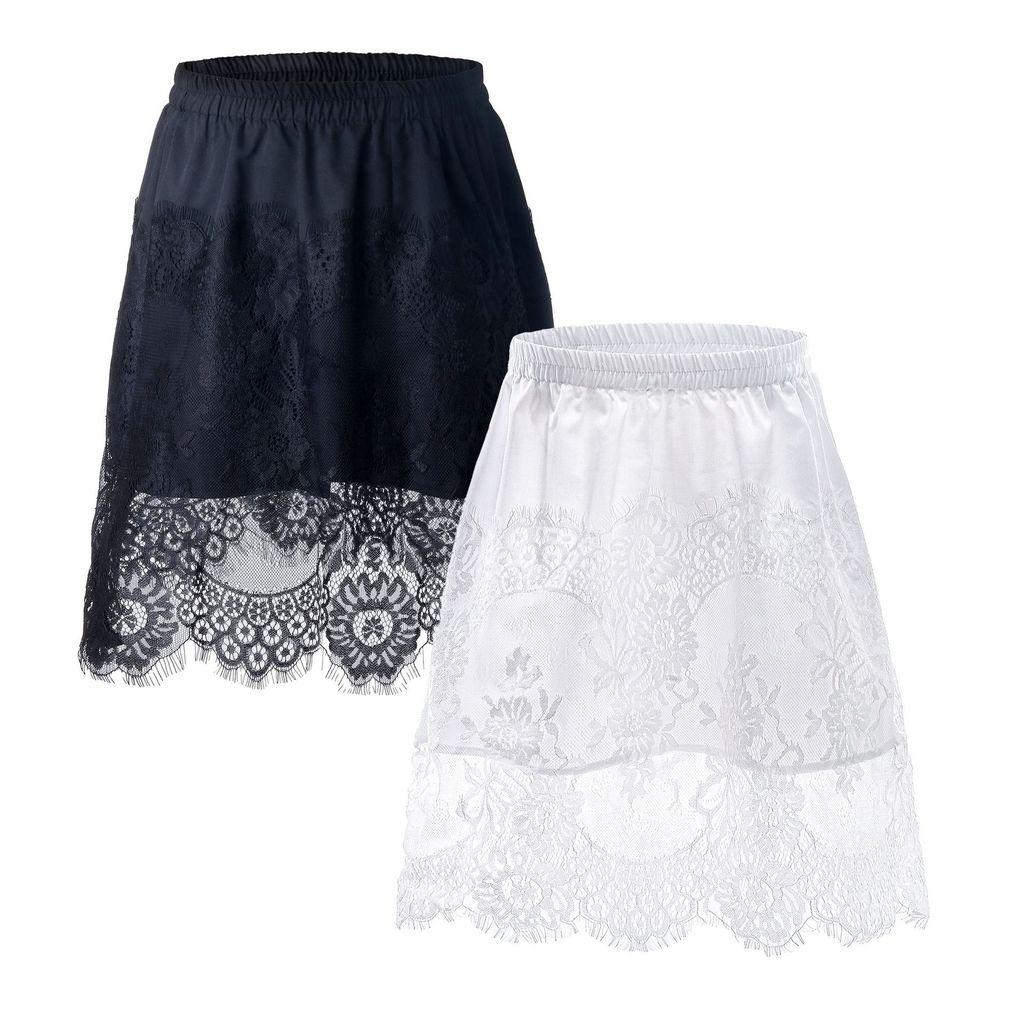 Schwarzer, sommerlicher Chiffon-Midirock mit Zierelementen – ideal für Freizeit und Büro