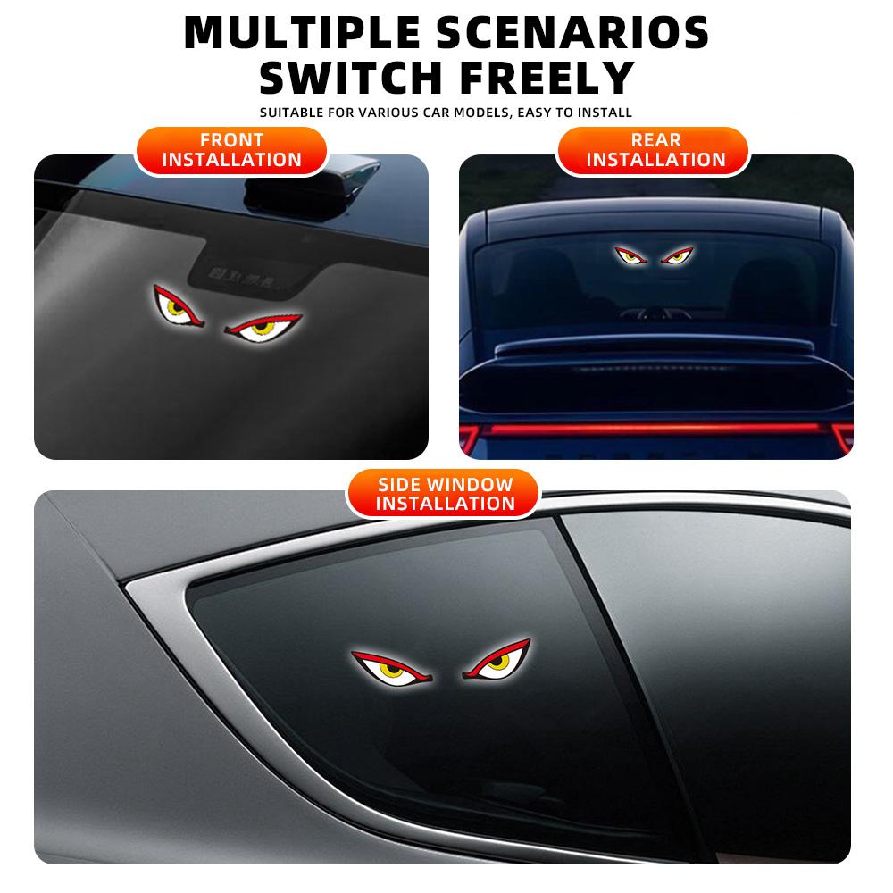 Solar Powered Car Demon Eye LED Neon Light USB Rechargeable Wireless Atmosphere Lamp Breathing Ambient Light for Vehicle Decor Neon Lights 4