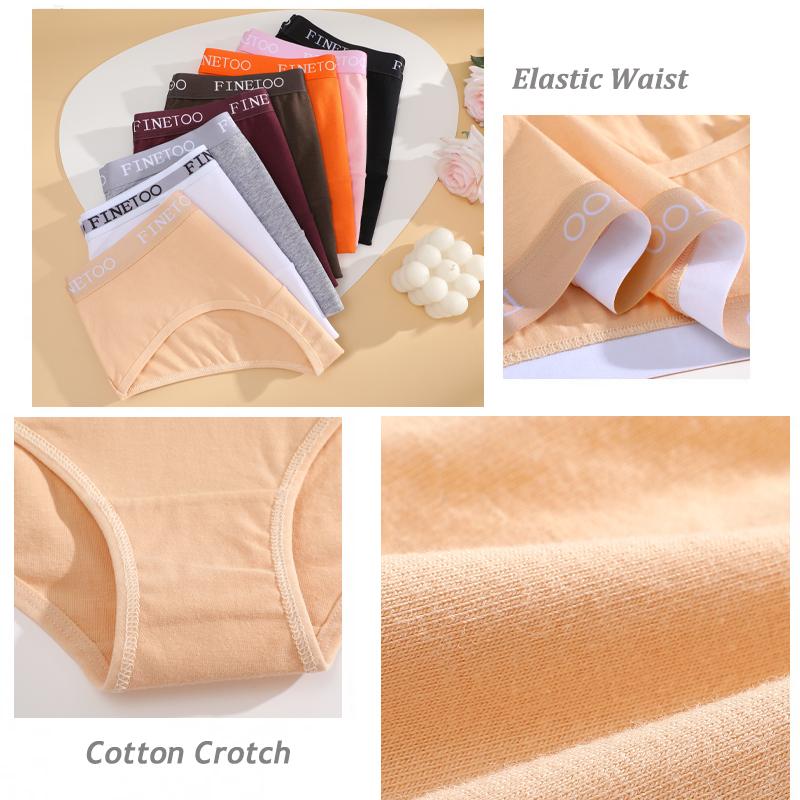FINETOO 4PCS/Set Women Cotton Panties Sexy Low Rise Elastic Briefs Letter Straps Underwear Girl Solid Color Sports Panties Soft Lingerie