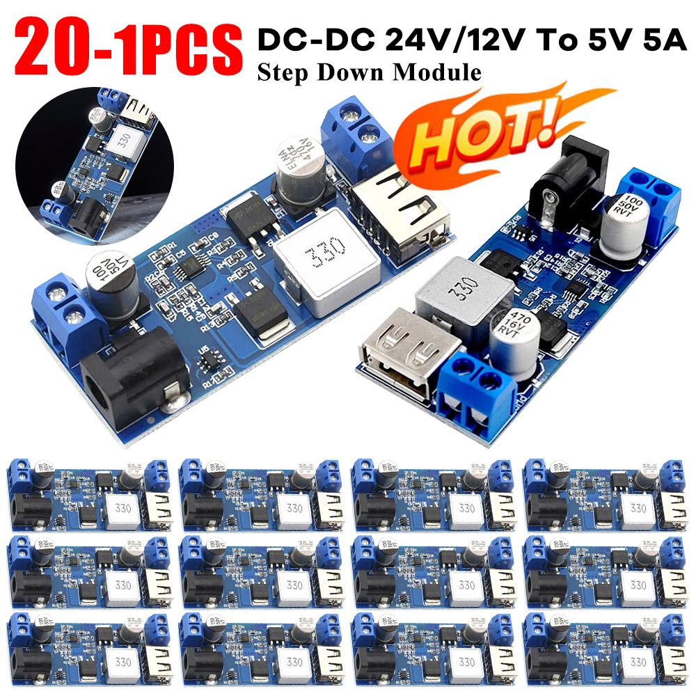 DC-DC 24V/12V To 5V 5A Step-down Charging Module USB Buck Step Down Converter Module Step-down Power Supply Module for Phone