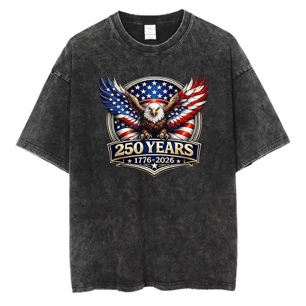

Vintage Loose Fit Cotton T Shirt Unisex Women Versatile American Eagle Graphic Tee Casual Short Sleeve Tops for Independence Day S