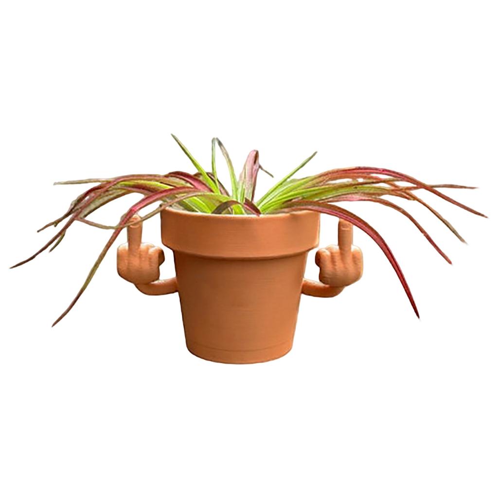 Ghiveci de flori interesant și unic cu degetul mijlociu, ghiveci mic interesant pentru plante de interior, ghiveci zâmbitor cu degetul mijlociu îndreptat în sus