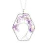 Hand-Wound Natural Gravel Crystal Curved Hexagon Tree Of Life Fortune Tree Necklace Women'S Necklace N15
