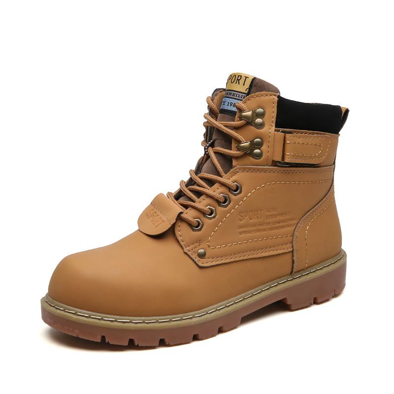 

Martin boots autumn and winter new locomotive tooling short boots retro British style outdoor mountaineering thick-soled big yellow boots men 46