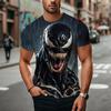 Men's Summer Venom Printed T-shirt Marvel Street Trendy Short Sleeve Round Neck Loose Breathable Non Sweating Casual Fashion