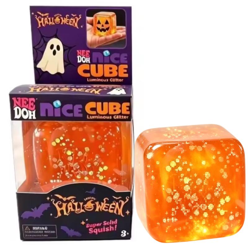 Schylling NeeDoh Araignée Citrouille Cube Orange Halloween Jouet Squishy Doux Extensible Sensoriel Fidget ADHD Jouet Anti-Anxiété