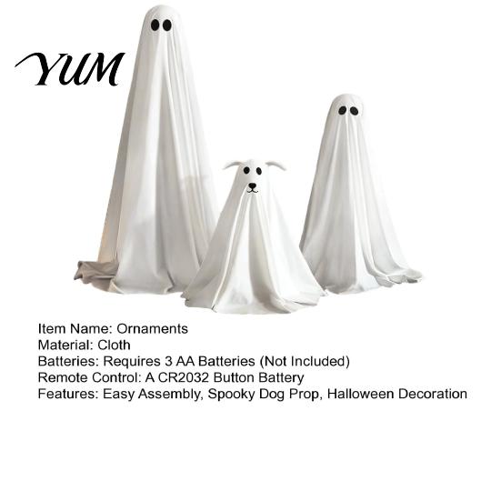 Mysterious Lawn Decorations for Party Halloween Ghost Dog Decoration, Spooky Ornament with LED Lights And Hazy Light Effect Decor Remote Control,