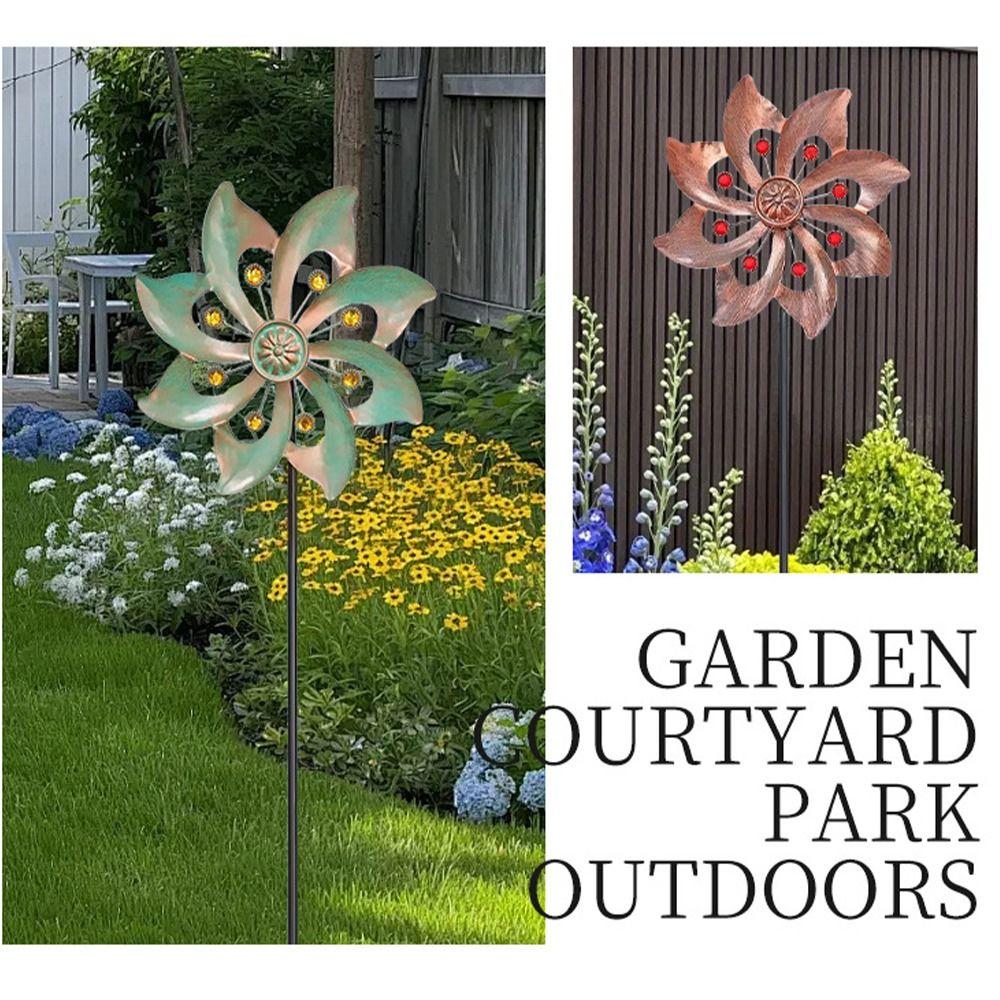Garden Decorative Pile Metal Wind Spinners Creative Rotating Gardening Plug Durable Flower Pinwheel Courtyard