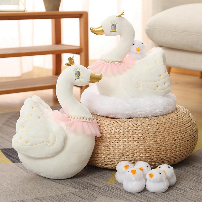 1 Set Kawaii Chick Family Plush Toys Chicken Mother Chick Baby Plush Dolls Simulation Hen With Nest Stuffed Animals Kids Gifts