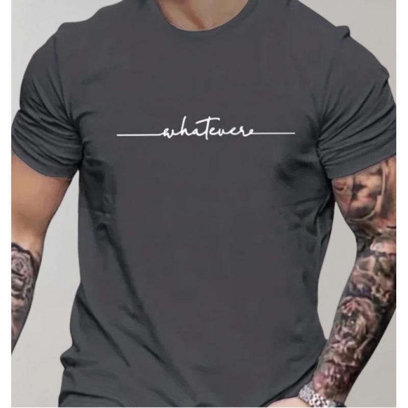 Men Summer New Printed Color Block Short Sleeve Crew Neck T Shirt Casual Contrast Top