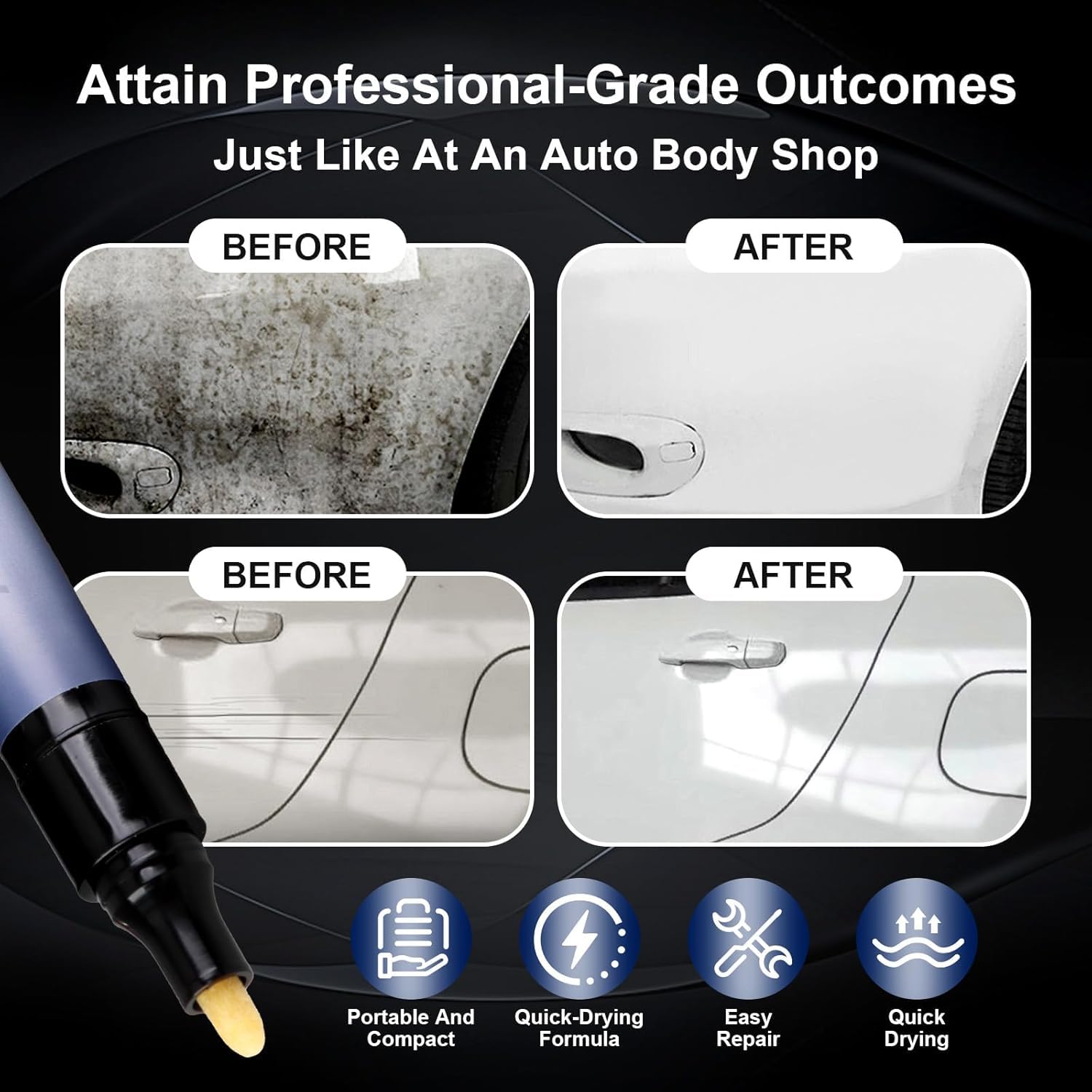 

2PCS All Cars Magic Pen Magic Car Scratch Removal Pen Car Scratch Repair Pen Quick Fix for Scratches and Paint Damage, Easy to Use