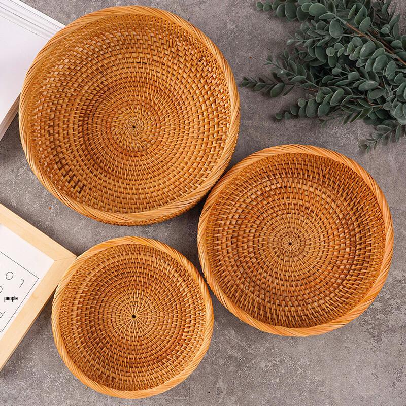 Deep Round Hand-Woven Rattan Fruit Basket
