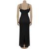 Women's Fashion Sexy Lace Backless Spaghetti Strap Dress with Brooch