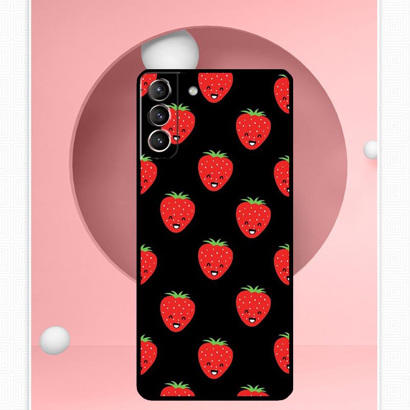 Cute Strawberry Case For Samsung Galaxy S25 Ultra S20 S21 S22 S23 S24 Plus S9 S10 S24 FE S25 FE Cover Funda