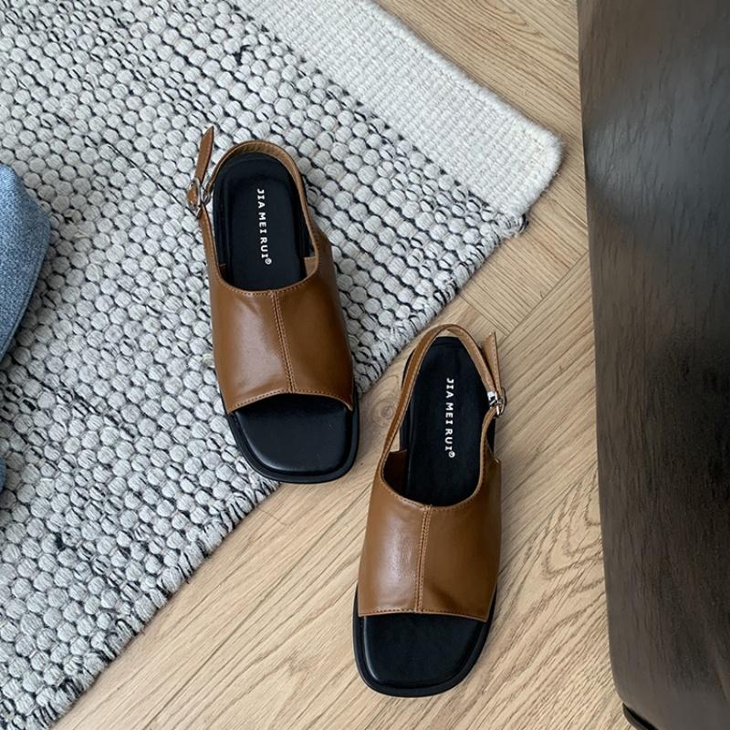 

Fashion Bailamos Summer Women s Sandals 2025 Luxury Artificial Leather Beach Shoes Women Comfortable Moccasins Outdoor Flat Heels Sandal 39 коричневый