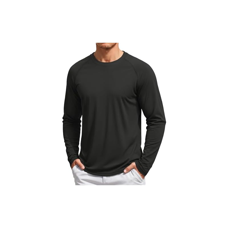 [TACVASEN] Rash Guard Dry Shirt UV Protection Long Sleeve Stretch Shirt Casual Sweat-wicking Quick-drying UPF50+ Sunscreen Long Sleeve Men's Plain