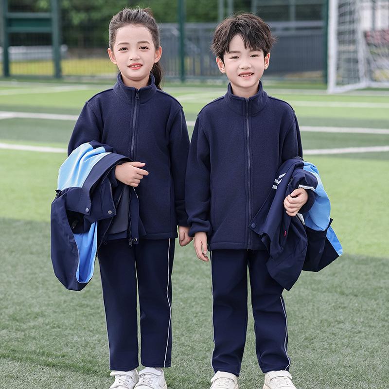 2025 Winter Waterproof School Uniform Windbreaker & Sportswear Set - Warm, Outdoor, Three-Piece for Students.
