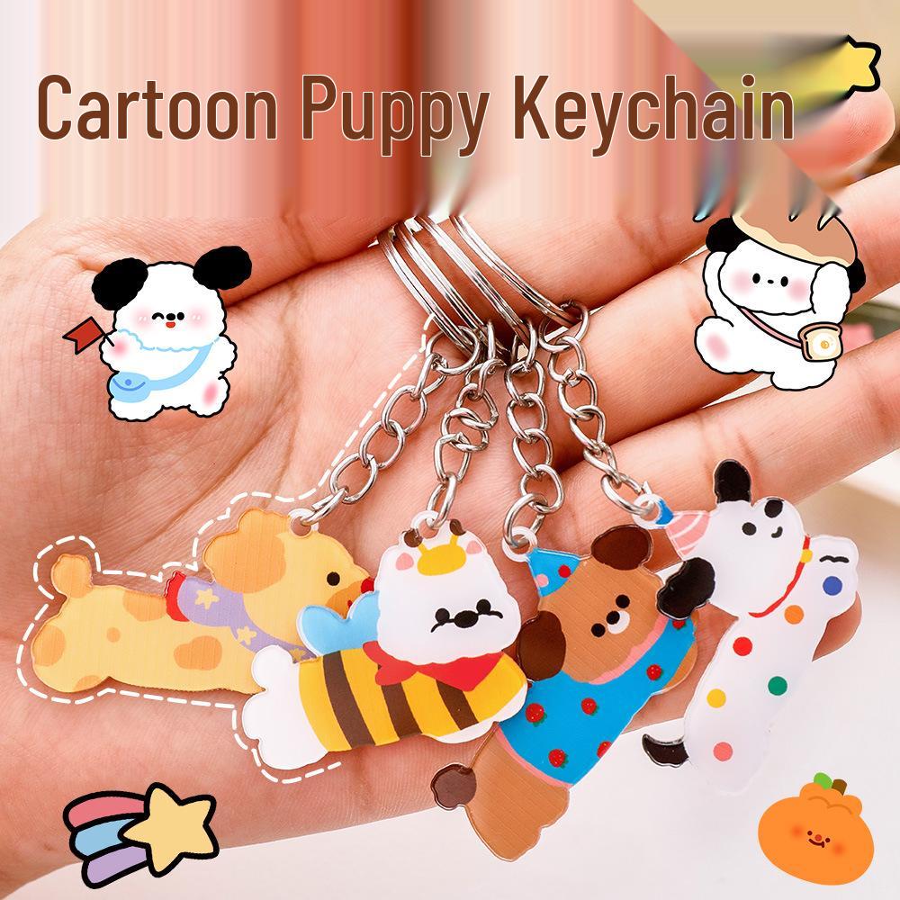 West Highland Terrier Cartoon Acrylic Keychain - Polka Dot Puppy Charm