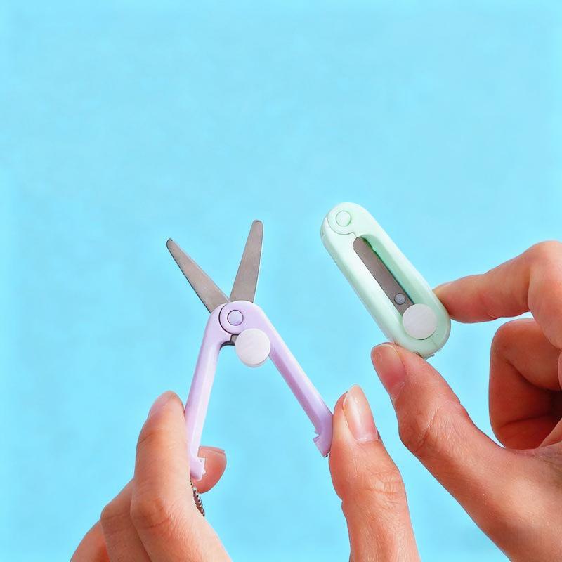Morandi Portable Mini Scissors Creative Extendable and Foldable Mini Scissors Multi-functional Safe and Cute Little Scissors