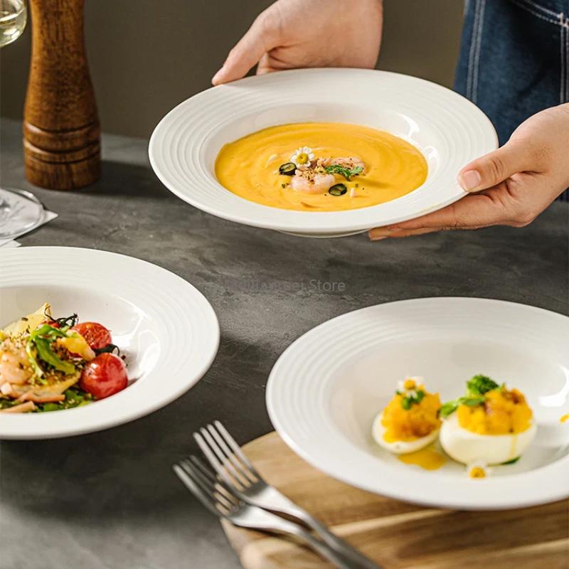 Ceramic Straw Hat Plate, Household Salad, Spaghetti, Western Dining Plates, High-end Internet Red Plates Ceramic Plate Set