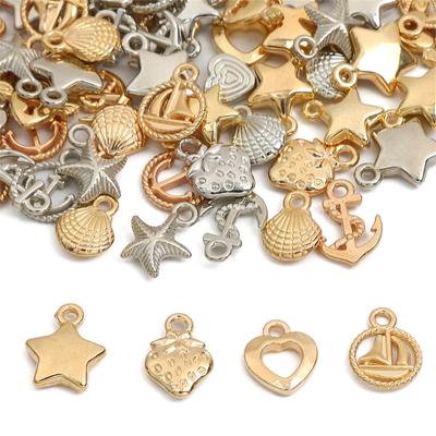 20pcs/bag Gold White-K Color Star Heart Strawberry Bear Plastic Pendant for DIY Necklace Bracelet Jewelry Making Accessories