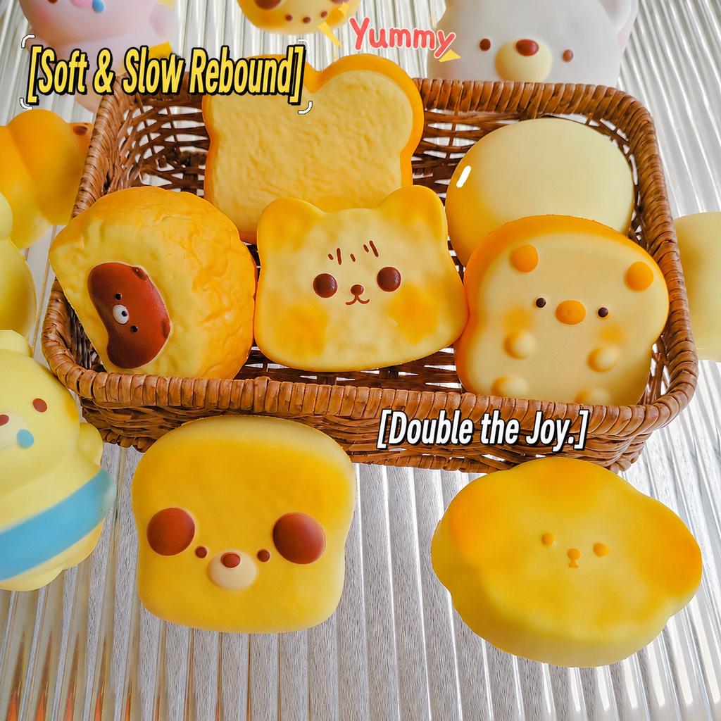 Simulated bread soft and slow-rebounding toy stress relief gadget, "Squeezzy Joy", a cute stress-reducing toy.
