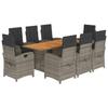 Vidaxl 9-Cz. Conjunto de Muebles de Jardín con Cojines, Gris, Ratán PE