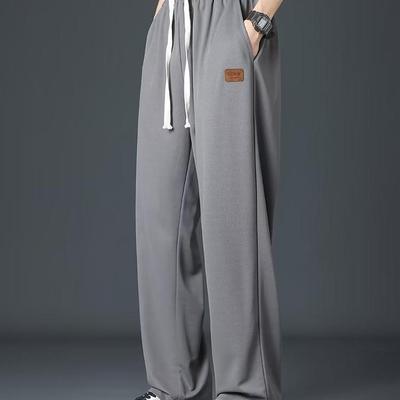 Pants Men's Summer Thin Trendy Brand Loose Straight Wide Leg Pants Ice Silk Drop Elastic Sports Casual Pants