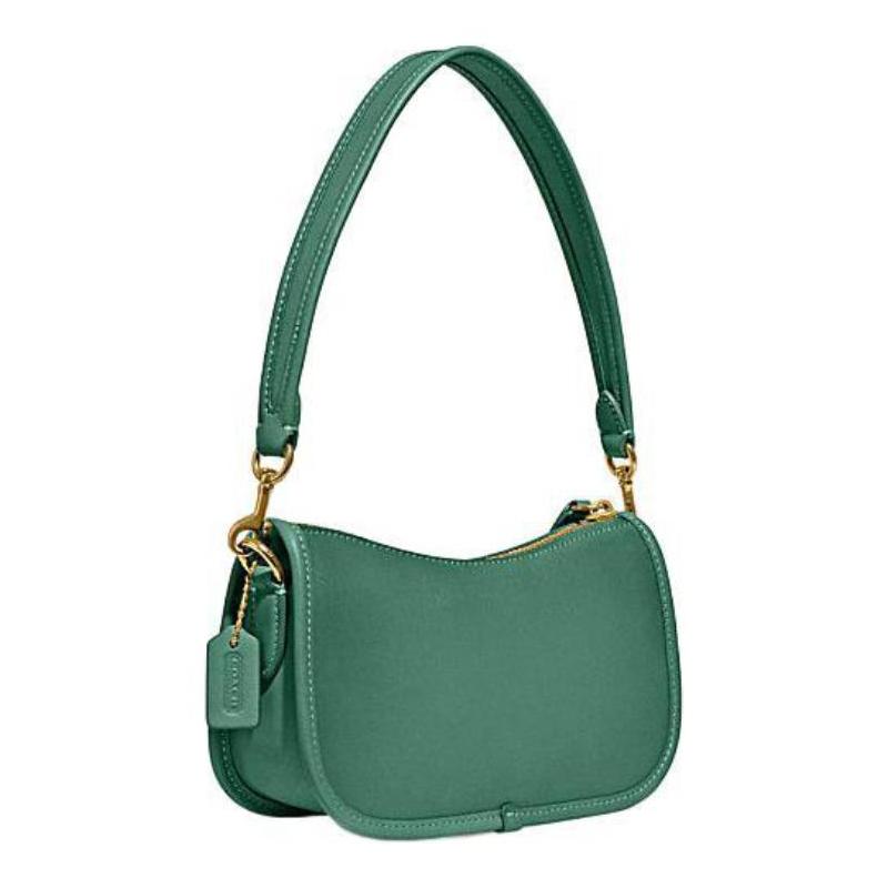 COACH Swinger 20 zipper closure cow leather armpit bag hand shoulder bag women's green