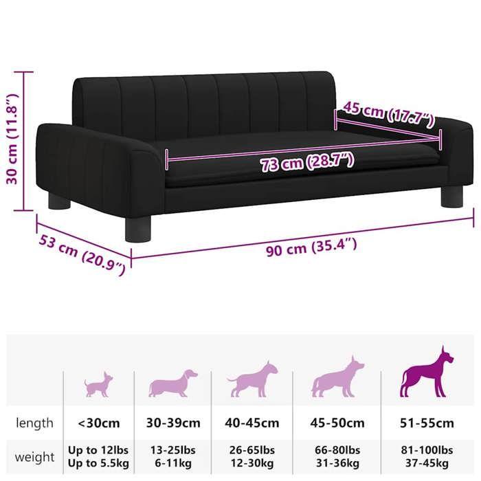 VidaXL Lit pour chien noir 90x53x30 cm similicuir 171852