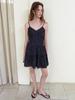 ETMON Slip Floral Tiered Mini Dress, Black