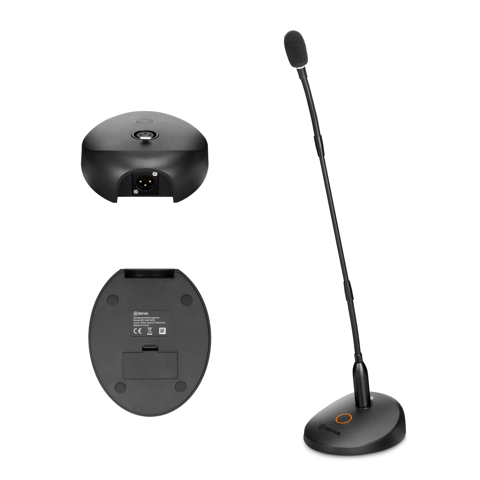 

BOYA BY-GM18CB Desktop Stand Microphone, XLR Condenser Microphone, Unidirectional, 48V Phantom Power, 18-inch, for Meetings, Stage, Emceeing,