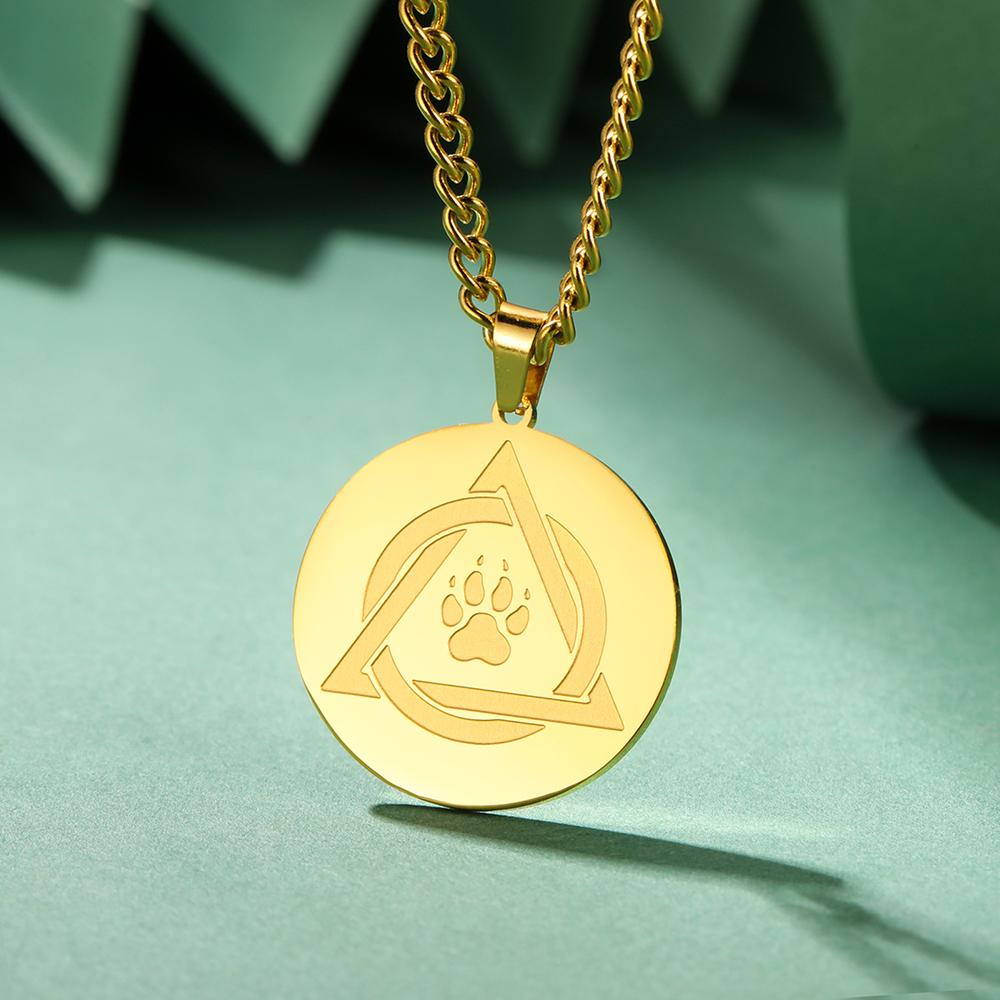 Dawapara Therian Symbool Ketting Noorse Wolfsklauw Dier en Natuur Vintage Mannen Ketting Roestvrij Staal Sieraden