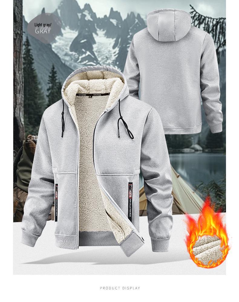 Men's 2025 Lambswool Hooded Jacket - Warm, Thickened, Casual Autumn/Winter Wear with Free Shipping