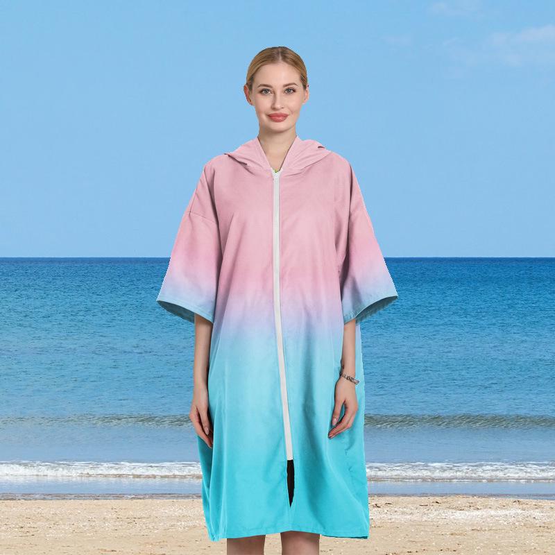 Peignoir de plage unisexe à capuche et séchage rapide - Serviette de change double face en velours pour le surf
